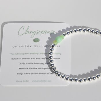 May Birthstone Chrysoprase Sterling Silver Bead Bracelet, 3 of 6