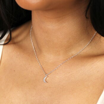 Crystal Moon Pendant Necklace, 2 of 9
