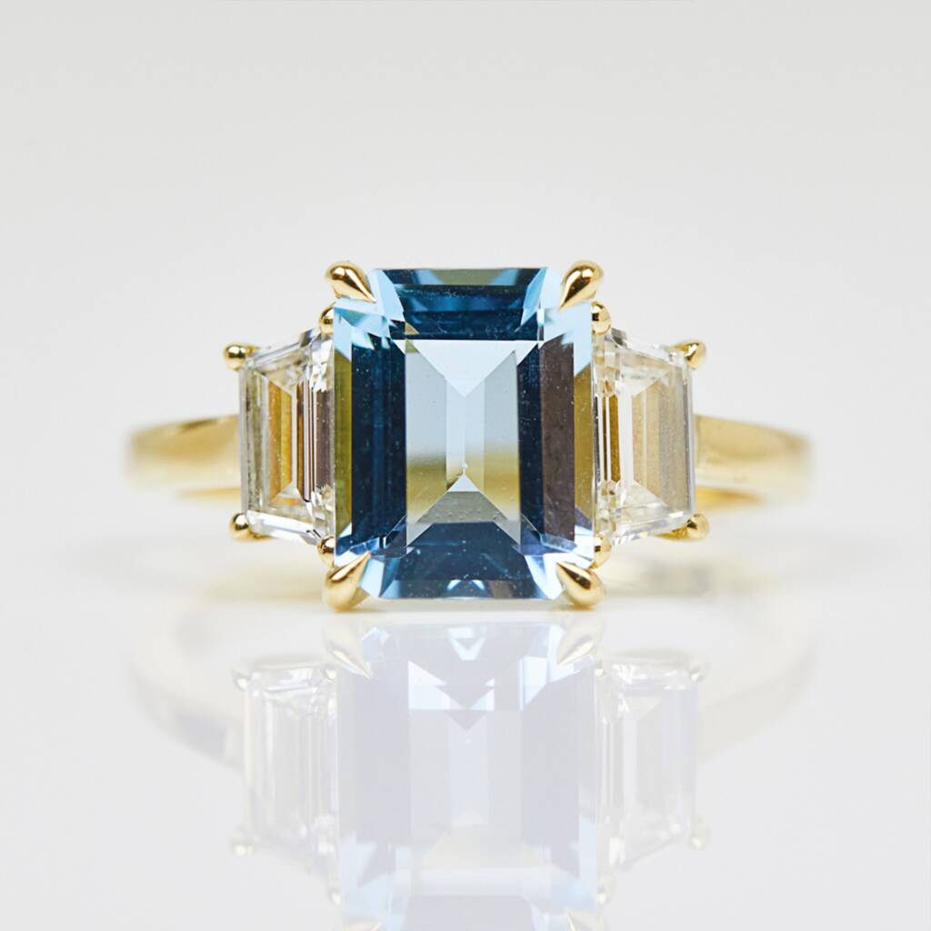 18ct Gold Aquamarine And Diamond Engagement Ring, 1 of 4
