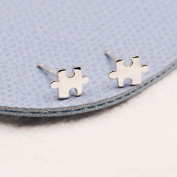 Sterling Silver Small Jigsaw Stud Earrings, 7 of 12