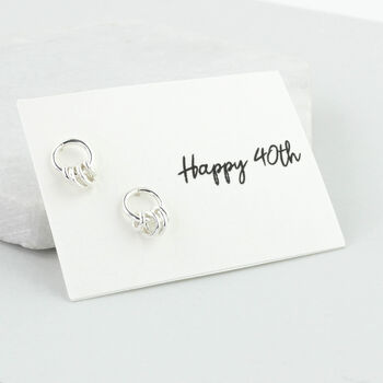 Sterling Silver 40th Birthday Circle Earrings, 4 of 12