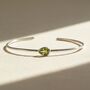 Minimalist Peridot August Birthstone Silver Bangle, thumbnail 1 of 5