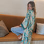 Palm Springs ~ Bamboo Silk Kimono Dressing Gown ~ Tropical Exotic Print Women’s Robe, thumbnail 5 of 8