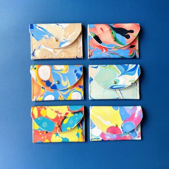 Handmade Leather Card Purse Marbled, 7 of 9