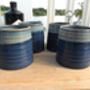 Set Of Four Reactive Glaze Brûlée Mugs In Denim, thumbnail 7 of 8