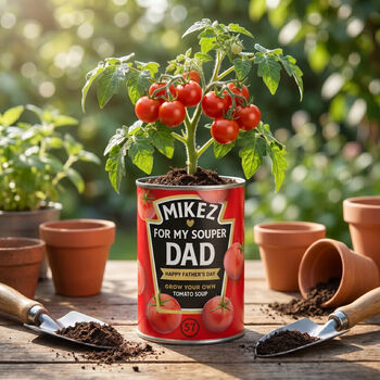Personalised Soup Er Dad Grow Your Own Tomato Plant Kit, 3 of 3