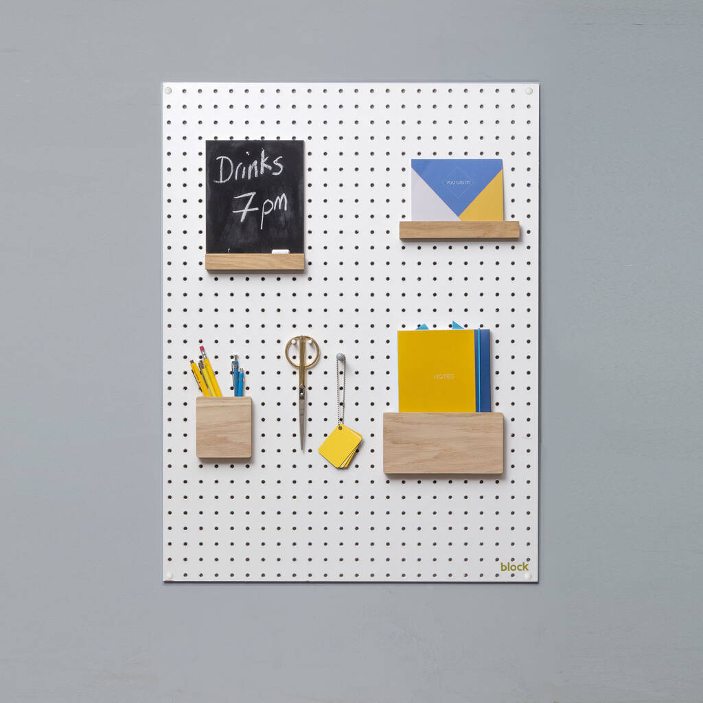 White Pegboard With Wooden Pegs, Large By Block Design