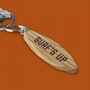 'Surf's Up' Oak Surfboard Keyring, thumbnail 1 of 2