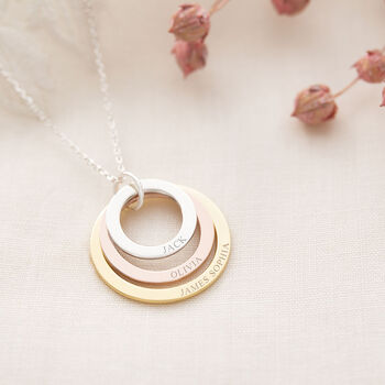 Sterling Silver Triple Eternal Ring Pendant Personalised Necklace, 5 of 11
