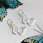 Sterling Silver Blue Monarch Butterfly Dangly Earrings, thumbnail 2 of 6