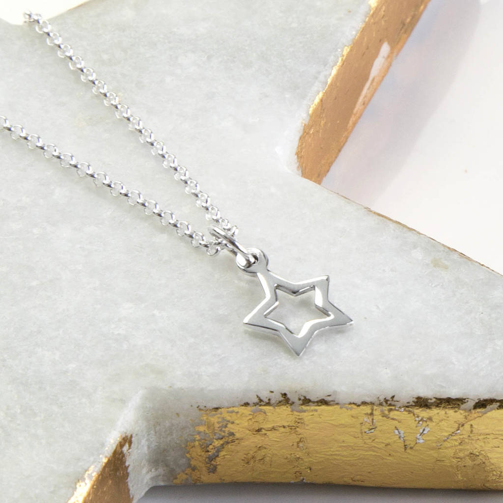 Sterling Silver Twinkle Star Necklace, 1 of 4