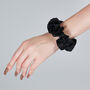 Silk Scrunchie Hair Scrunchie Ponytail Holder Hairband Mulberry Silk Satin Midi Luxurious Black Hair Tie, thumbnail 2 of 5