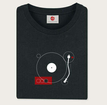 Turn Black Organic Long Sleeve Record Player T Shirt, 2 of 5