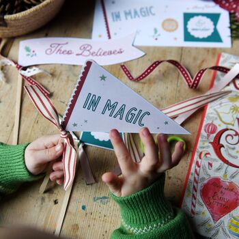 Personalised Believe In Magic Christmas Flags Card, 6 of 12