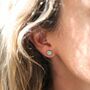 Savanne Gold Plated And Amazonite Stud Earrings, thumbnail 2 of 4