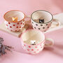 G Decor Handmade And Hand Painted Peekaboo Cats Polka Dot Mug Collection, thumbnail 1 of 8