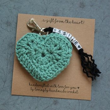 Personalised Crochet Heart Keyring Gift, 8 of 9