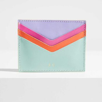 Personalised Leather Card Holder Mint Rainbow, 2 of 5