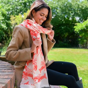 Lobsters Print Scarf In Personalised Gift Box, 3 of 4