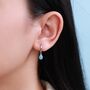Sterling Silver Dangling Opal Droplet Hoop Earrings, thumbnail 10 of 12