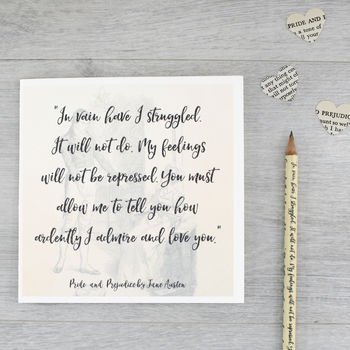Pride And Prejudice Jane Austen Quote Card, 2 of 3