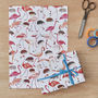 Flamingos And Hedgehogs Croquet Gift Wrap Four Sheets, thumbnail 1 of 3
