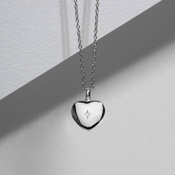 Diamond Set Heart Urn Necklace 925 Silver, 5 of 5