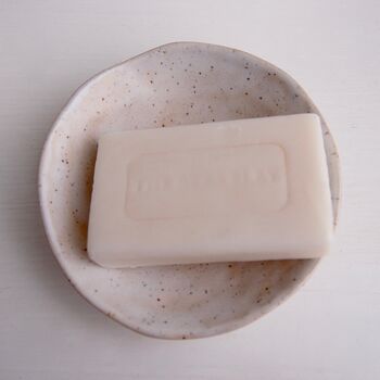 Handmade Mini Speckled Cream Pottery Soap Dish, 4 of 9