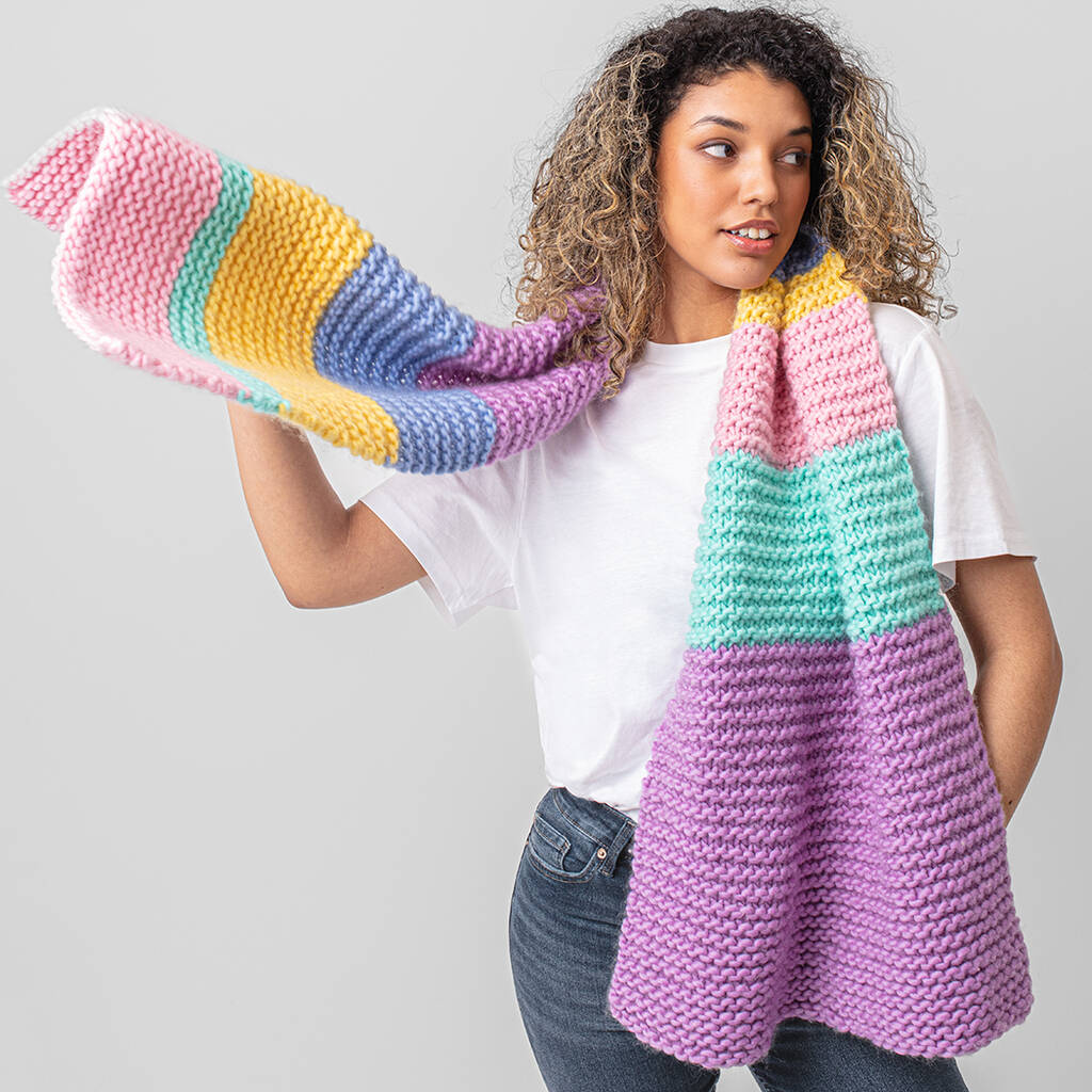 Blanket Scarf Beginner Knitting Kit, 1 of 6