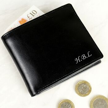 Personalised Intiials Black Leather Wallet, 3 of 4