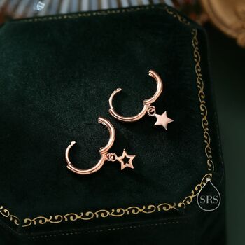 Mismatched Star Dangle Huggie Hoop Earrings, 5 of 12