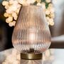 Cordless Blush Pink Glass Fluted Ribbed Battery Lamp, thumbnail 2 of 7