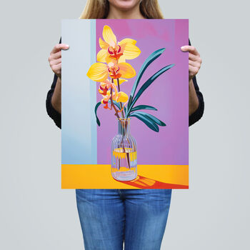 Optimistic Orchids Vibrant Yellow Floral Wall Art Print, 2 of 6
