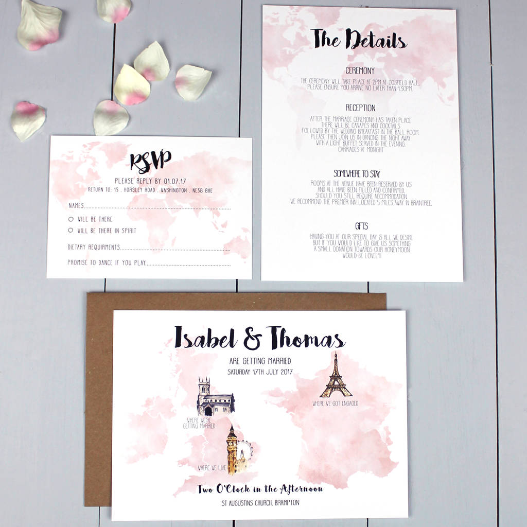 Personalised Destination Wedding Invitation By Beija Flor Studio