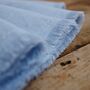 Pair Of French Linen, Baby Blue Fringed Napkins, thumbnail 6 of 9