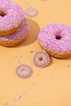 Make Your Own Donuts Earrings Counted Cross Stitch Kit, 3 of 4