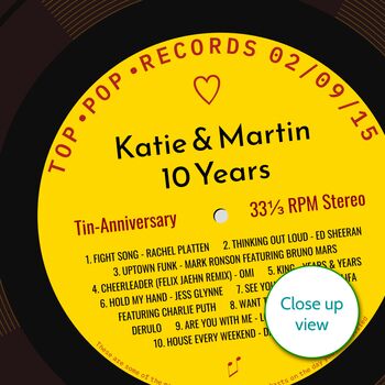 Personalised 10th Wedding Anniversary Print Music Gift, 7 of 12