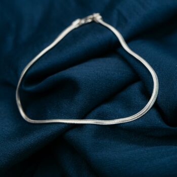 Sterling Silver Minimalistic Flat Snake Chain Anklet, 3 of 3