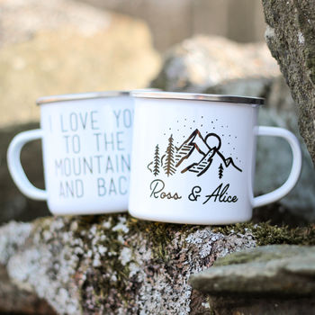 Personalised Love You To The Mountains Enamel Mug, 3 of 5
