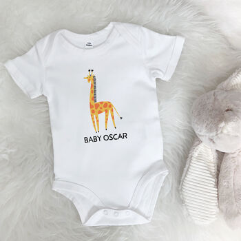 Giraffe Personalised Jungle Babygrow, 2 of 6