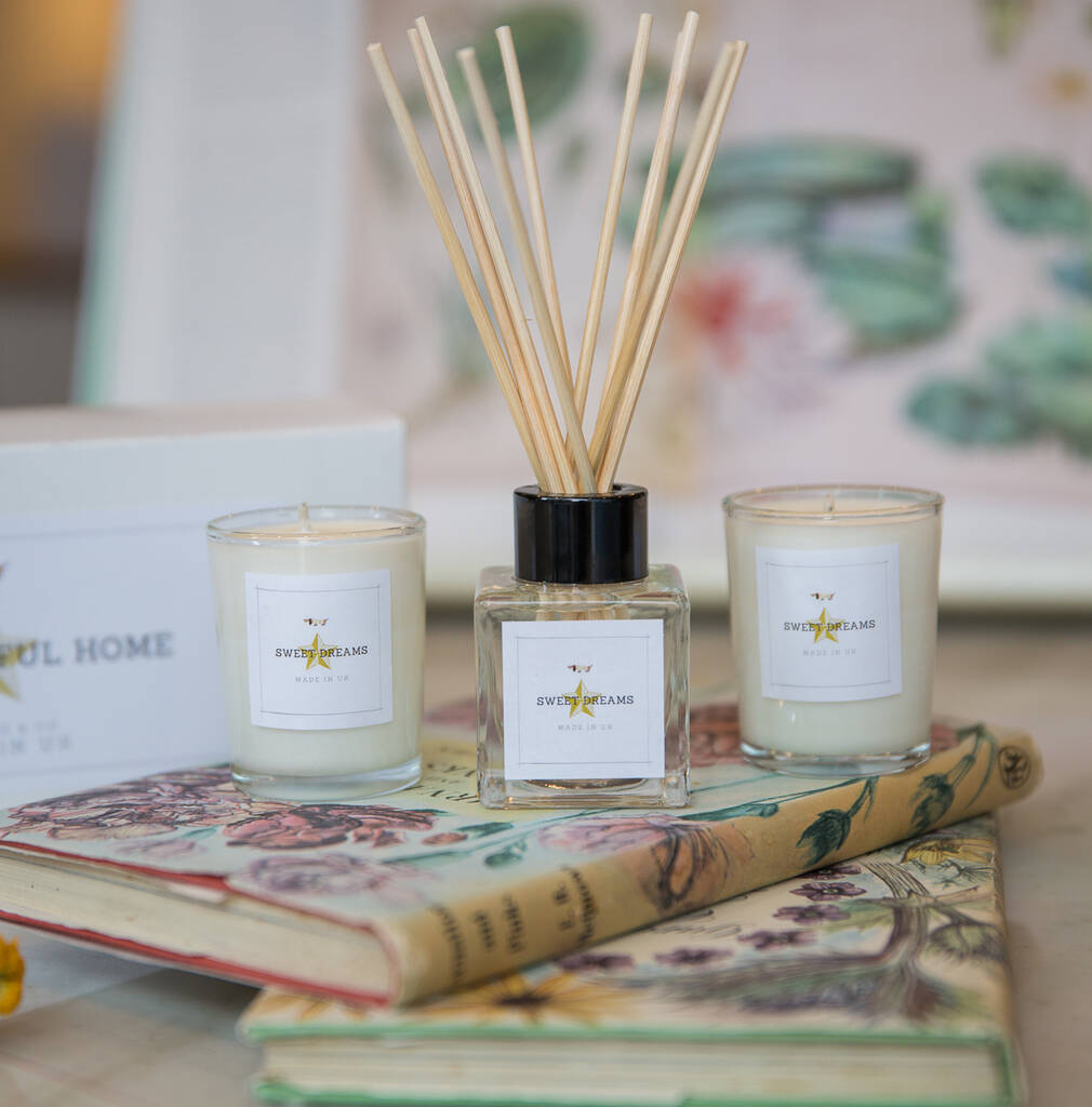 Natural Reed Diffuser And Votive Candle Gift Set By Ollie & Co