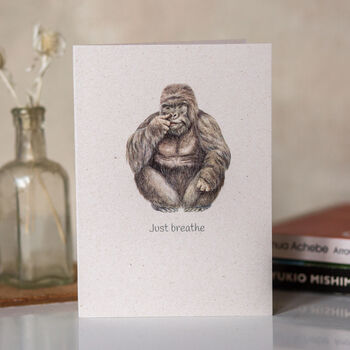Funny 'Just Breathe' Gorilla Save The Planet Card, 2 of 3