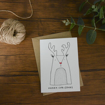 Merry Christmas Reindeer Greeting Card, 3 of 4