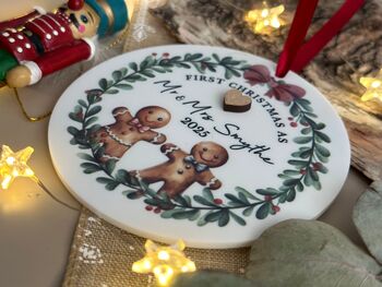 Personalised First Christmas Married Acrylic Decoration, 2 of 3