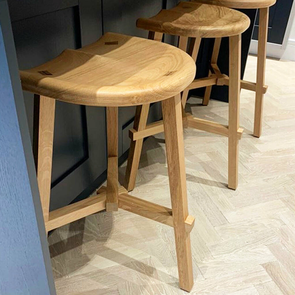 Set Of Two Wooden Kitchen Island Bar Stools, 1 of 11