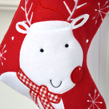 Personalised Red Reindeer Christmas Stocking, 3 of 3