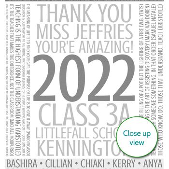 Personalised Teacher Thank You Print With Class Names, 8 of 11