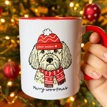 Personalised Dog Merry Woofmas Xmas Mug, 2 of 8