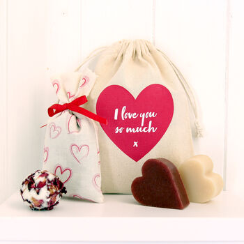 Personalised Red Heart Organic Gift Bag Set, 2 of 4