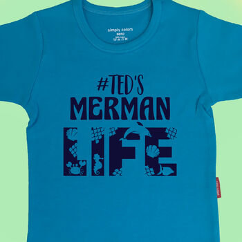 Personalised Boys Merman Life T Shirt, 2 of 8